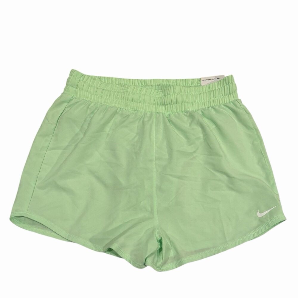 Nike Dri-FIT One Girls Light Green Athletic Shorts Large Quick Dry Lined‎ NWT